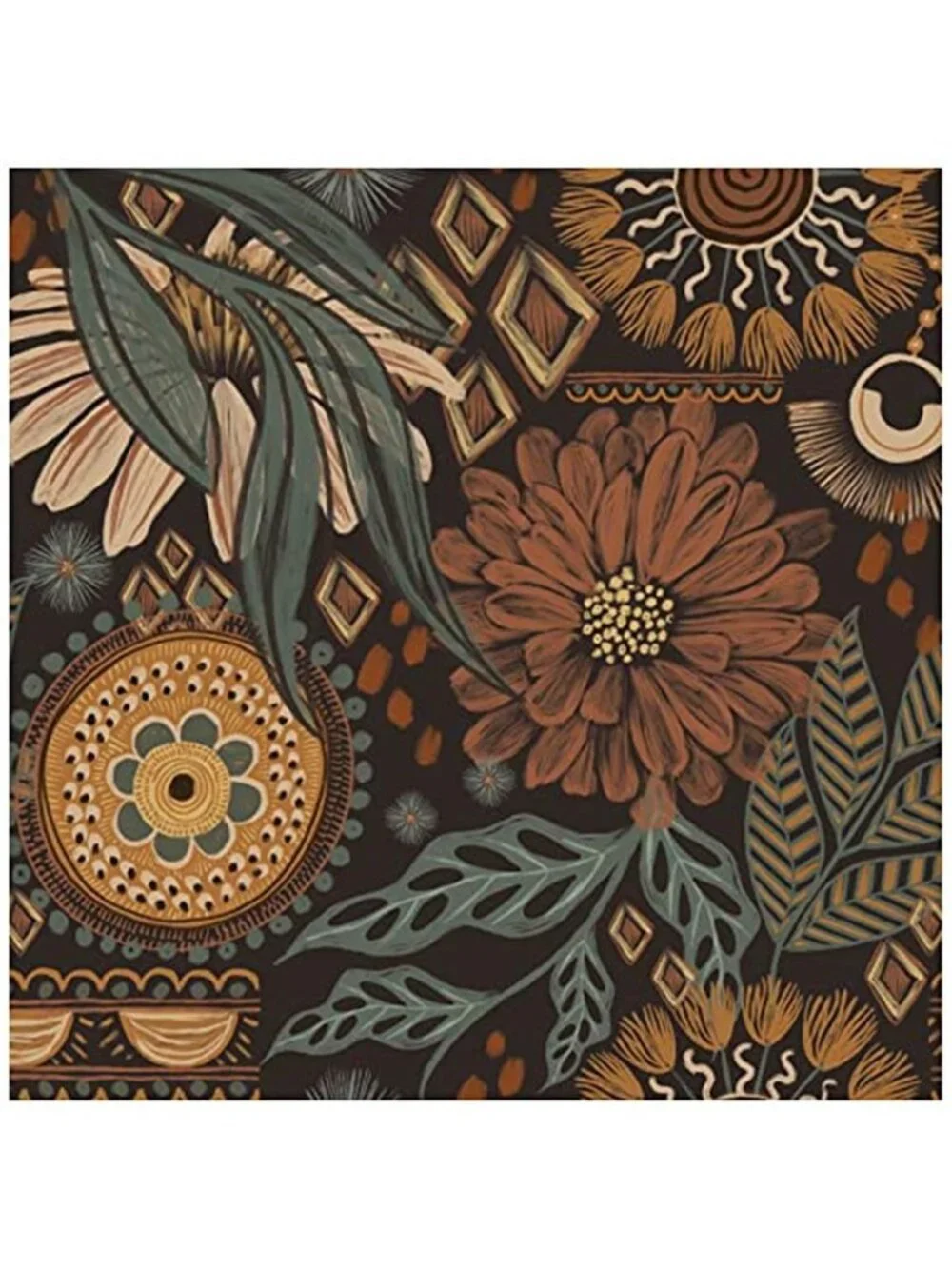 Boho Floral Peel Stick Wallpaper Vintage Botanical Removable Wall Decor Roll